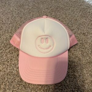 Pink and White “I love Jesus” Smiley Trucker Hat